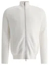 Brunello Cucinelli Half English Rib Turtleneck Cardigan With Zipper In White
