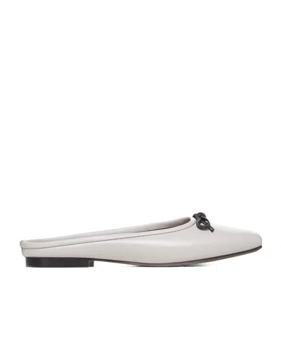 Brunello Cucinelli Half-heeled Flat Sandals In White