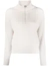 Brunello Cucinelli Half-zip Cashmere Jumper In Neutrals