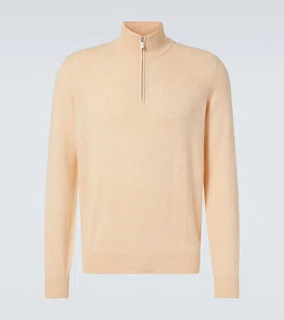 Brunello Cucinelli Half-zip Cashmere Sweater In Beige