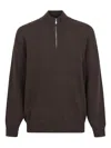 Brunello Cucinelli Zippered Cashmere Sweater In Green