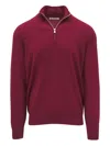 Brunello Cucinelli Half-zip Cashmere Sweater In Burgundy