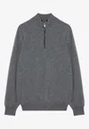 Brunello Cucinelli Grey Turtleneck Sweater With Zip In Gray