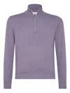 Brunello Cucinelli Half-zip Cashmere Sweater In Purple