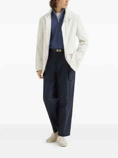 Brunello Cucinelli Half-zip Cashmere Sweater In White