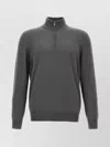 Brunello Cucinelli Half-zip High Collar Ribbed Sweater In Gray
