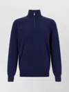 Brunello Cucinelli Half-zip High Collar Sweater In Blue