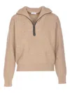 Brunello Cucinelli Half-zip Knit Sweater In Brown