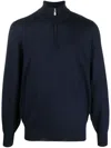 Brunello Cucinelli Cashmere Sweater With Half Zip In Blue
