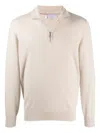Brunello Cucinelli Half-zip Neutrals Sweater With Fitted Silhouette