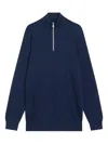 Brunello Cucinelli Half-zip Ribbed Sweater In Blue