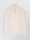 Brunello Cucinelli Men English Rib Cotton Sweater With Zip Opening In Neutral