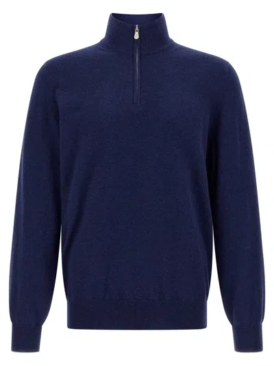 Brunello Cucinelli Half-zip Sweater Sweaters And Cardigans Blue