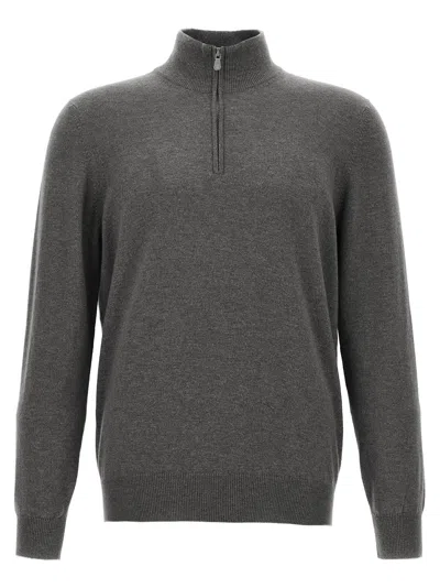 Brunello Cucinelli Half-zip Sweater Sweaters And Cardigans Gray