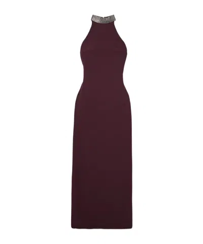 BRUNELLO CUCINELLI EMBELLISHED HALTER NECK DRESS