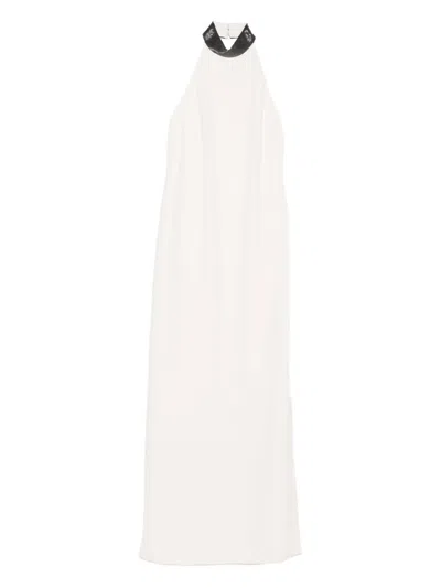 Brunello Cucinelli Halterneck Embellished Dress In White