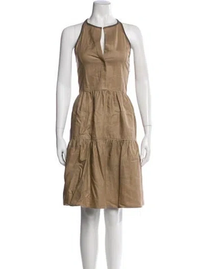 Pre-owned Brunello Cucinelli Halterneck Knee-length Dress In Neutral