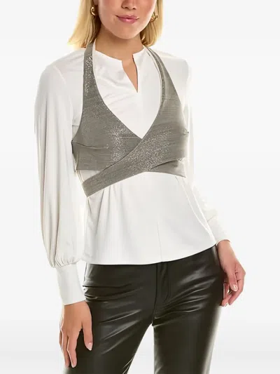 Brunello Cucinelli Halterneck Long-sleeved Shirt In Gray