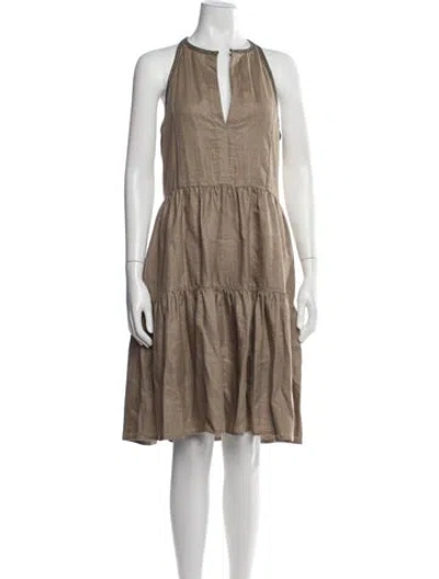 Pre-owned Brunello Cucinelli Halterneck Mini Dress In Neutrals
