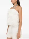 Brunello Cucinelli Halterneck Ruffled Top In White