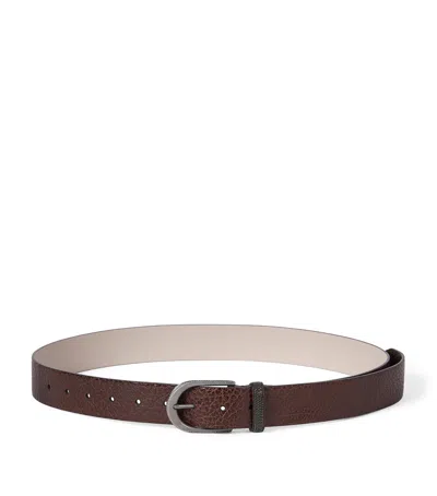 Brunello Cucinelli Hammered Calfskin Belt In Red