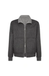 Brunello Cucinelli Check-pattern Zip-up Bomber Jacket In Gray