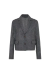 Brunello Cucinelli Hand-crafted Cropped Blazer In Gray
