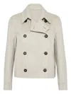 Brunello Cucinelli Hand-crafted Cropped Pea Coat In Neutral