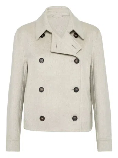BRUNELLO CUCINELLI HAND-CRAFTED CROPPED PEA COAT