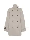 Brunello Cucinelli Double Worked Caban In Virgin Wool And Cashmere Cloth With Shiny Cuff Details Clo In Neutral