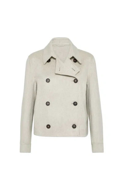 Brunello Cucinelli Hand-finished Caban Jacket In Gray