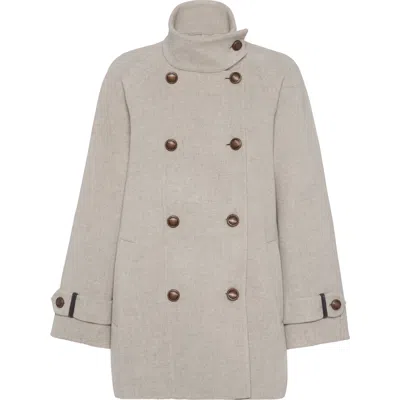 Brunello Cucinelli Hand-finished Caban Jacket In Gray