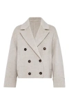 Brunello Cucinelli Virgin Wool-cashmere Double-breasted Jacket In Beige