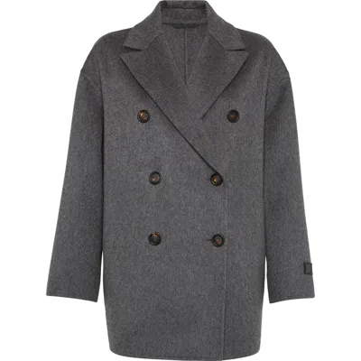 Brunello Cucinelli Hand-finished Caban Jacket In Lead