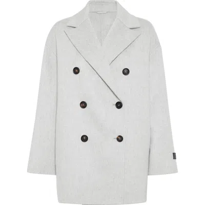 Brunello Cucinelli Hand-finished Caban Jacket In Grey