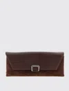 Brunello Cucinelli Tailored Clutch With Suede And Metal In Burgundy