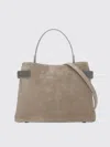 Brunello Cucinelli Suede Leather Shoulder Bag With Brass Inserts In Brown
