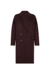 Brunello Cucinelli Burgundy Cashmere Double-breasted Cocoon Coat In Burgundy
