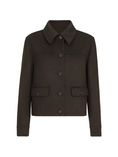 Brunello Cucinelli Hand-crafted Outerwear Jacket In Cashmere-beaver Double Cloth With Monili In Gray