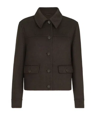 Brunello Cucinelli Hand-crafted Outerwear Jacket In Cashmere-beaver Double Cloth With Monili In Brown