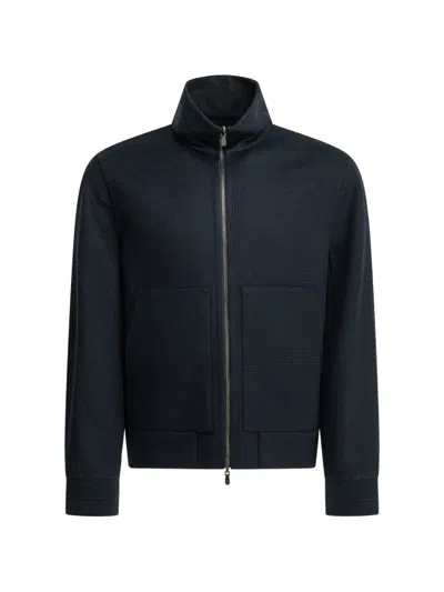 Brunello Cucinelli Hand-crafted Reversible Bomber Jacket In Blue