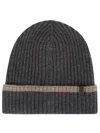 Brunello Cucinelli Ribbed Cashmere Beanie In Gray