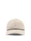 Brunello Cucinelli Beige Linen Shiny Band Baseball Cap In Beige