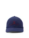 Brunello Cucinelli Diagonal Twill Baseball Cap In Blue