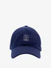 Brunello Cucinelli Lightweight Suede Baseball Cap With Embroidered Logo Hats Blue In Blue