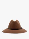 Brunello Cucinelli Fedora Made Of Hemp And Techno Cotton With Leather Band And Necklace In Brown
