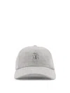 Brunello Cucinelli Logo-embroidered Cap In Grey