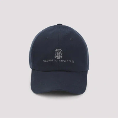 Brunello Cucinelli Logo Embroidered Baseball Cap In Blue