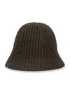 Brunello Cucinelli Brown Hat With Contrasting Hem And Ribbed Knit In Black