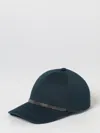Brunello Cucinelli Blue Solid Baseball Hat In Burgundy